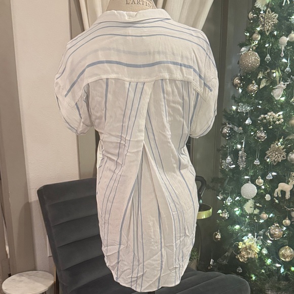 Thread & Supply White and Blue Striped Button Down Shirt Women’s Top Small - Picture 5 of 12